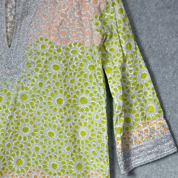 Roberta Roller Rabbit Sz S 100% Cotton Tunic‎ Top Embroidered Metallic Trim Boho - Picture 13 of 13